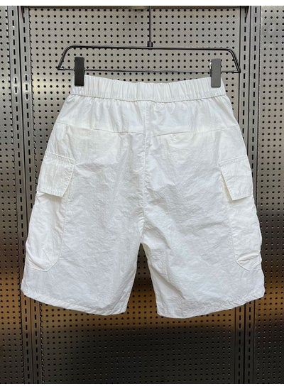 Buy 2023 Summer Casual Mens Elastic Waist Cargo Shorts D116 White in Saudi Arabia