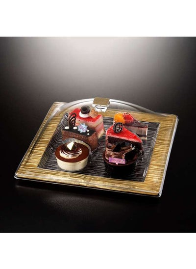 Buy Acrylic Square Serving Set Bark Golden 31 cm in UAE