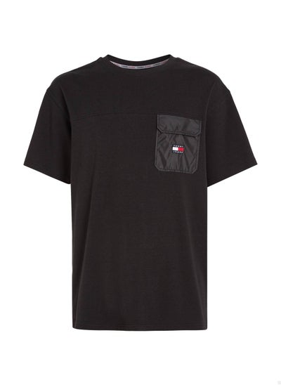 Buy Men's Badge Pocket Classic Fit T-Shirt, Black in Saudi Arabia