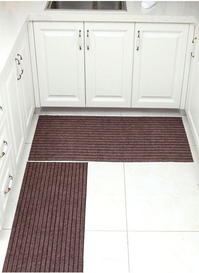 Buy 2 Pieces Upgraded Modern Anti Slip Water Absorbent Kitchen Floor Mats 120 x 50 and 80 x 50 cm in UAE