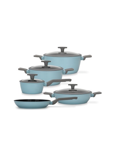 اشتري Cookware Set VELIA 9 pcs Casserole with Lid 20cm, 24cm, 28cm , Saucepan 16cm, Frying Brown 26cm في الامارات