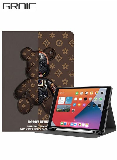 اشتري Cute Cartoon Bear iPad 10th Generation 10.9 Inch Case with Pencil Holder, Support Auto Sleep/Wake, PU Leather Tablet Case Shell,Soft TPU Back Cover Protective Stand Case for iPad 10th 10.9 Inch 2022 في الامارات