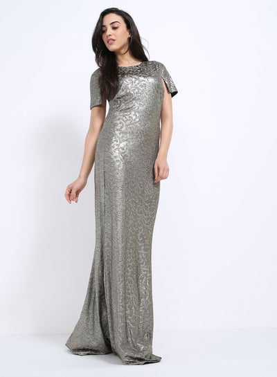 Short Sleeve Party Wear Maxi Dress Silver price in Saudi Arabia