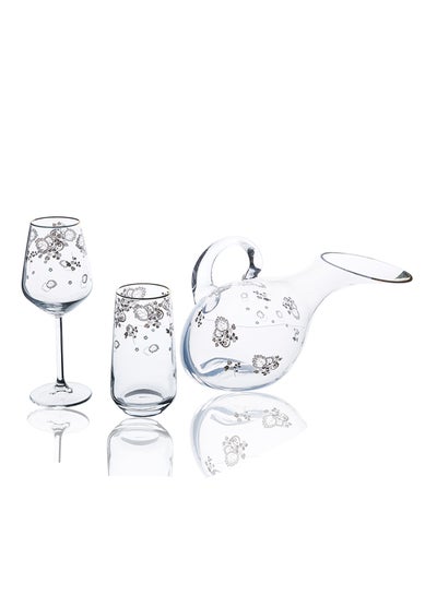 اشتري 25-Piece Set With Karafe, Wine Goblet & Juice Tumbler شفاف/الذهب في الامارات