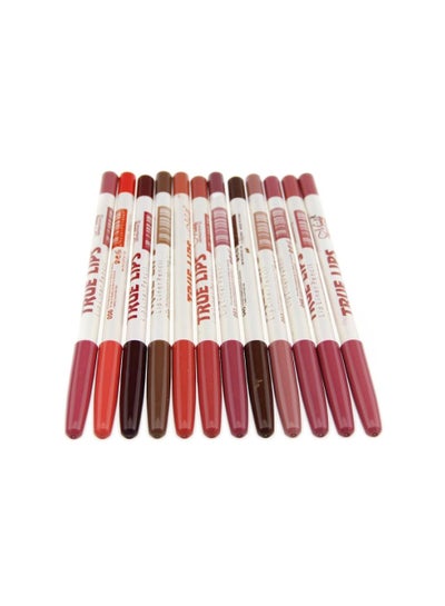 Buy Set Of 12 Lip Liner Pencils Makeup Cosmetics Red/Brown/Orange in UAE