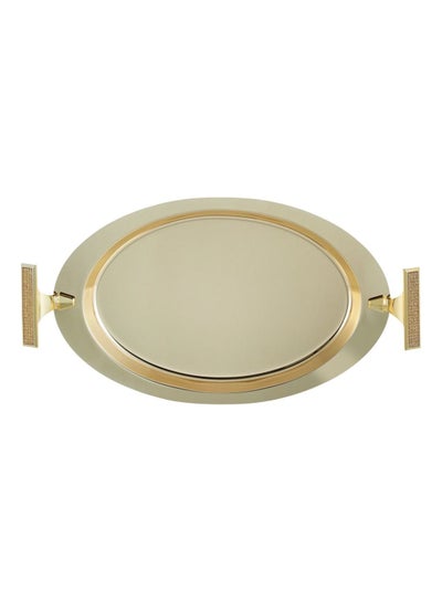 Buy Glitter Oval Tray Gold 45 x 26centimeter in UAE