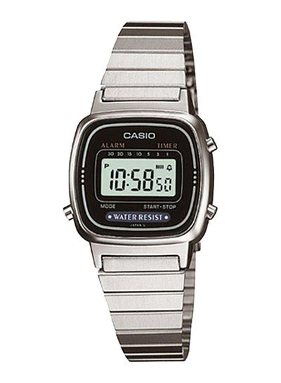 اشتري ساعة يد رقمية فينتاج كوارتز LA670WD-1DF مقاس 25 مم - لون فضي للرجال في السعودية