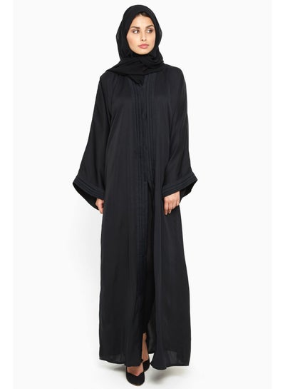 Buy Stitched Pleats Abaya Black in UAE