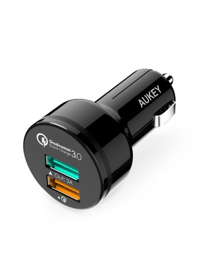 Buy Qualcomm Quick Dual Port Car Charger With Micro USB Cable Black in UAE