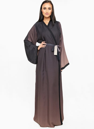 Buy Wrap Style Dual Tone Abaya Brown in UAE