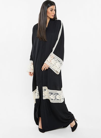 Buy Lace Detail Abaya Black in UAE