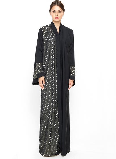 Buy Simple Abaya With Laser Cut Detailing Black in UAE