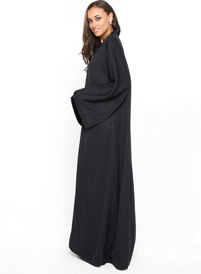 Buy Lace Detailed Abaya Black in UAE