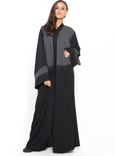 Buy Lace Detailing abaya Black in UAE