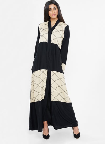 Buy Casual Square Printed Abaya Black in UAE