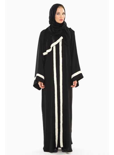 Buy Strip Casual Abaya Black in UAE