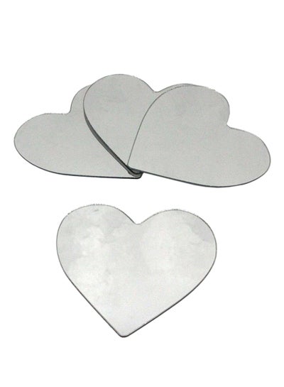 Buy 4-Piece Heart Peel And Stick Mirror Silver 15.7x14.2x0.8cm in UAE