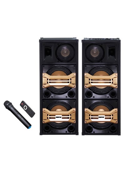 Buy 2-Channel Professional Speakers With USB - SD Card Slots And FM Radio - Bluetooth GMS8517 Black/Gold in Saudi Arabia
