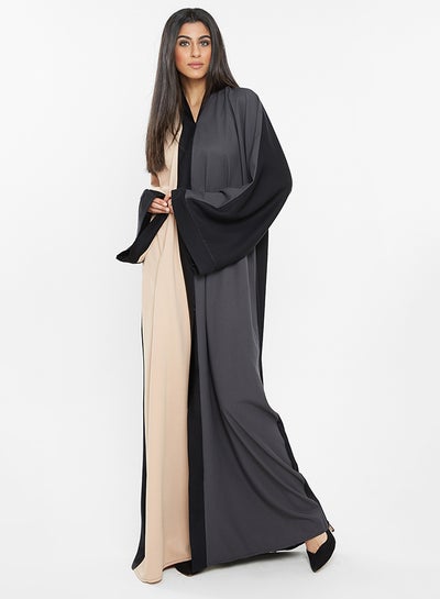 Buy Duo Colored Abaya Cream/Grey in UAE