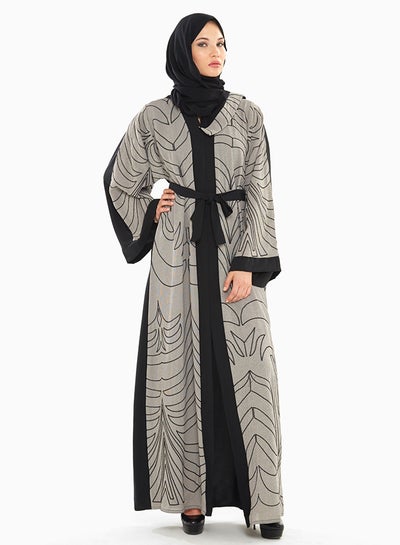 Buy Self Embroidered Casual Abaya Grey in UAE