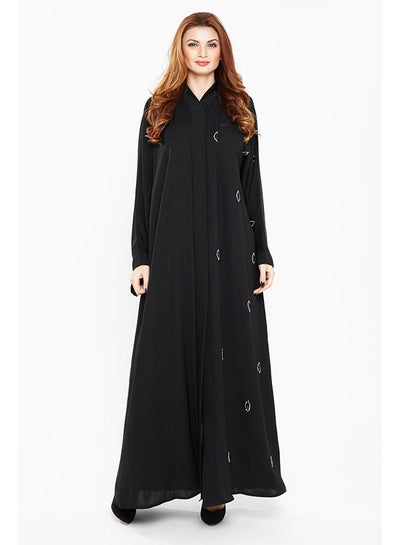 Buy Stones Embossed abaya Black in UAE