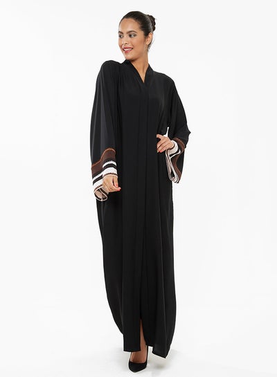 Buy Classy Abaya With Square Embroidery At The Back Black in UAE