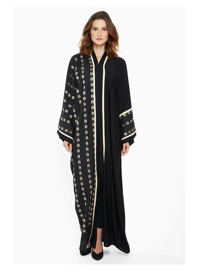 Buy Classy Abaya With Striped Detailing Black in UAE