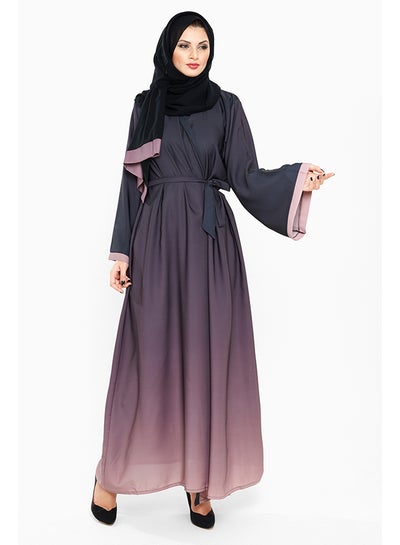 Buy Double Shade Casual Abaya With Hijab Purple in UAE