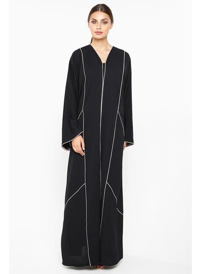 Buy Stripe detailed abaya Black in UAE