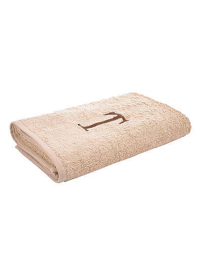 Buy Embroidered T Bath Towel Beige 76x140cm in UAE