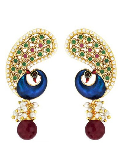 Aheli Elegant Dancing Peacock Design Crafted Oxidized Indian Jhumka Earrings for Women Faux Stone Studded Tribal Fashion Jewelry 