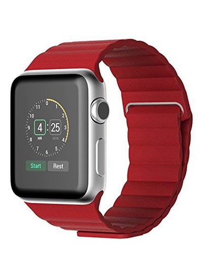 Buy Magnetic Leather Wrist Loop Strap For Apple Watch 38mm Deep Red in UAE