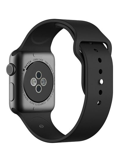 Buy Silicone Replacement Band For Apple Watch 38mm Black in UAE