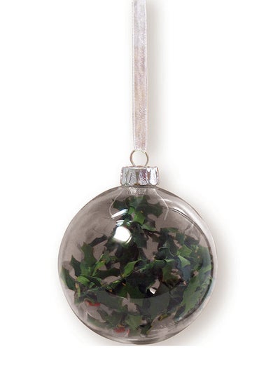 Buy Glass Designer Bauble Clear/Green 8cm in UAE