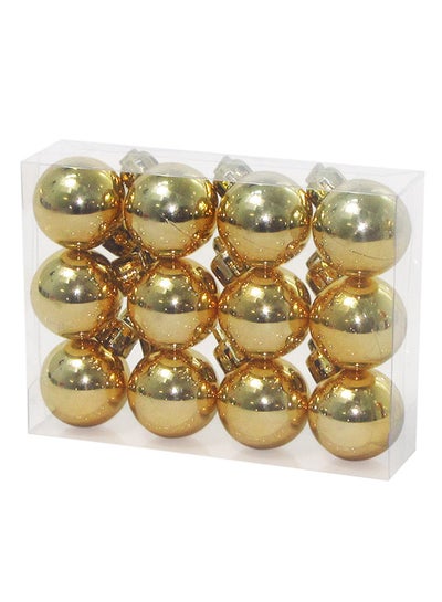 Buy Set Of 12 Shiny Christmas Balls Gold 3cm in Egypt