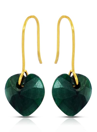 Buy 10k Gold Emeralds Heart Earrings in UAE