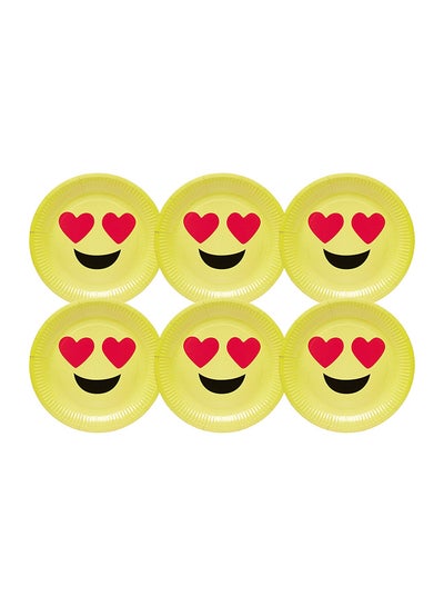 Buy 6-Piece Emoji Disposable Plates Yellow 6 inch in Saudi Arabia