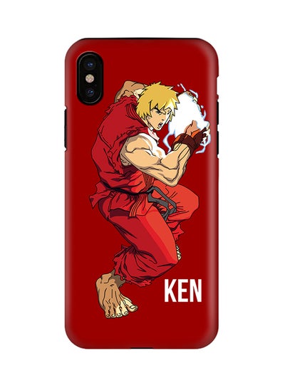 Buy Polycarbonate Dual Layer Tough Case Cover Matte Finish For Apple iPhone X Street Fighter Ken Red in UAE