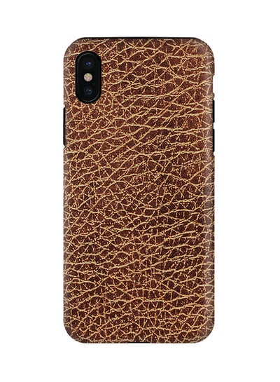 Buy Polycarbonate Dual Layer Tough Case Cover Matte Finish For Apple iPhone X Brown Leather in UAE