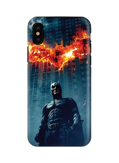 Buy Polycarbonate Dual Layer Tough Case Cover Matte Finish For Apple iPhone X Burning Batman in UAE