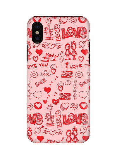 Buy Polycarbonate Dual Layer Tough Case Cover Matte Finish For Apple iPhone X Love Doodle in UAE