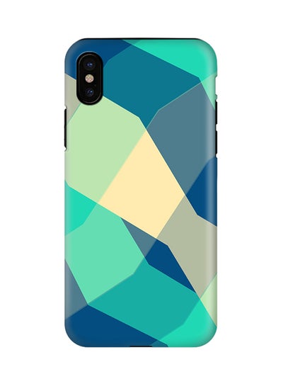 Buy Polycarbonate Dual Layer Tough Case Cover Matte Finish For Apple iPhone X Checkered Aqua in UAE