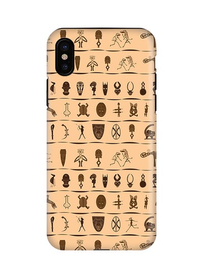 Buy Polycarbonate Dual Layer Tough Case Cover Matte Finish For Apple iPhone X Tribal Hieroglyphics in UAE