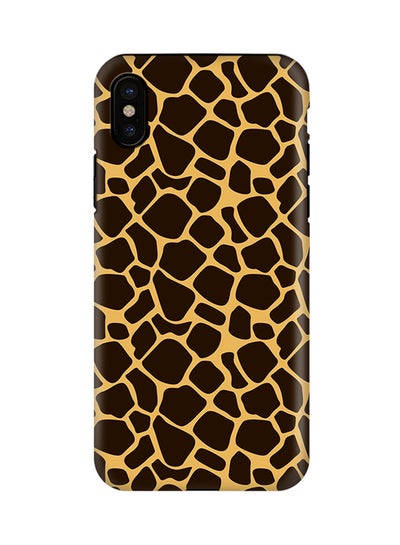 Buy Polycarbonate Dual Layer Tough Case Cover Matte Finish For Apple iPhone X Giraffe Skin in UAE