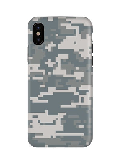 Buy Polycarbonate Dual Layer Tough Case Cover Matte Finish For Apple iPhone X Digital Camo in UAE