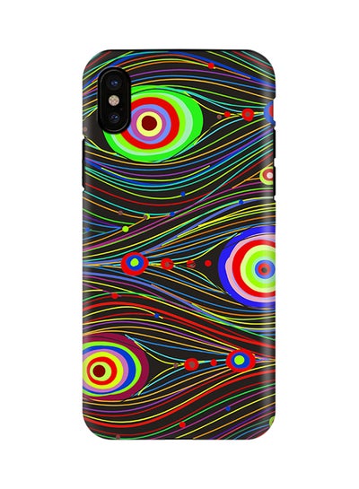 Buy Polycarbonate Dual Layer Tough Case Cover Matte Finish For Apple iPhone X Peacock Eyes in UAE