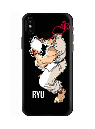 Buy Polycarbonate Slim Snap Case Cover Matte Finish For Apple iPhone X Street Fighter Ryu Black in UAE