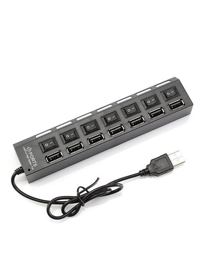 Buy 7 Port USB 2.0 Hub For PC And Laptop Black in Saudi Arabia