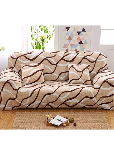 Buy Three Seater Sofa Cover Beige/Brown 190x230cm in UAE