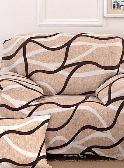 Buy One Seater Sofa Cover Brown/White in UAE